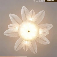 petal italian style medieval glass ceiling lamp french light luxury designer bedroom study porch lamp
