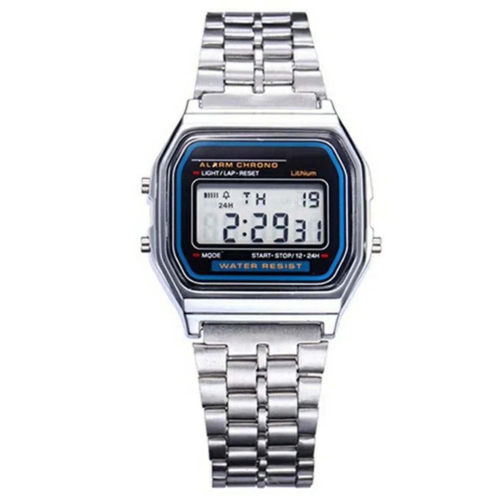 Часы наручные мужские/женские из нержавеющей стали люксовые модные цифровые