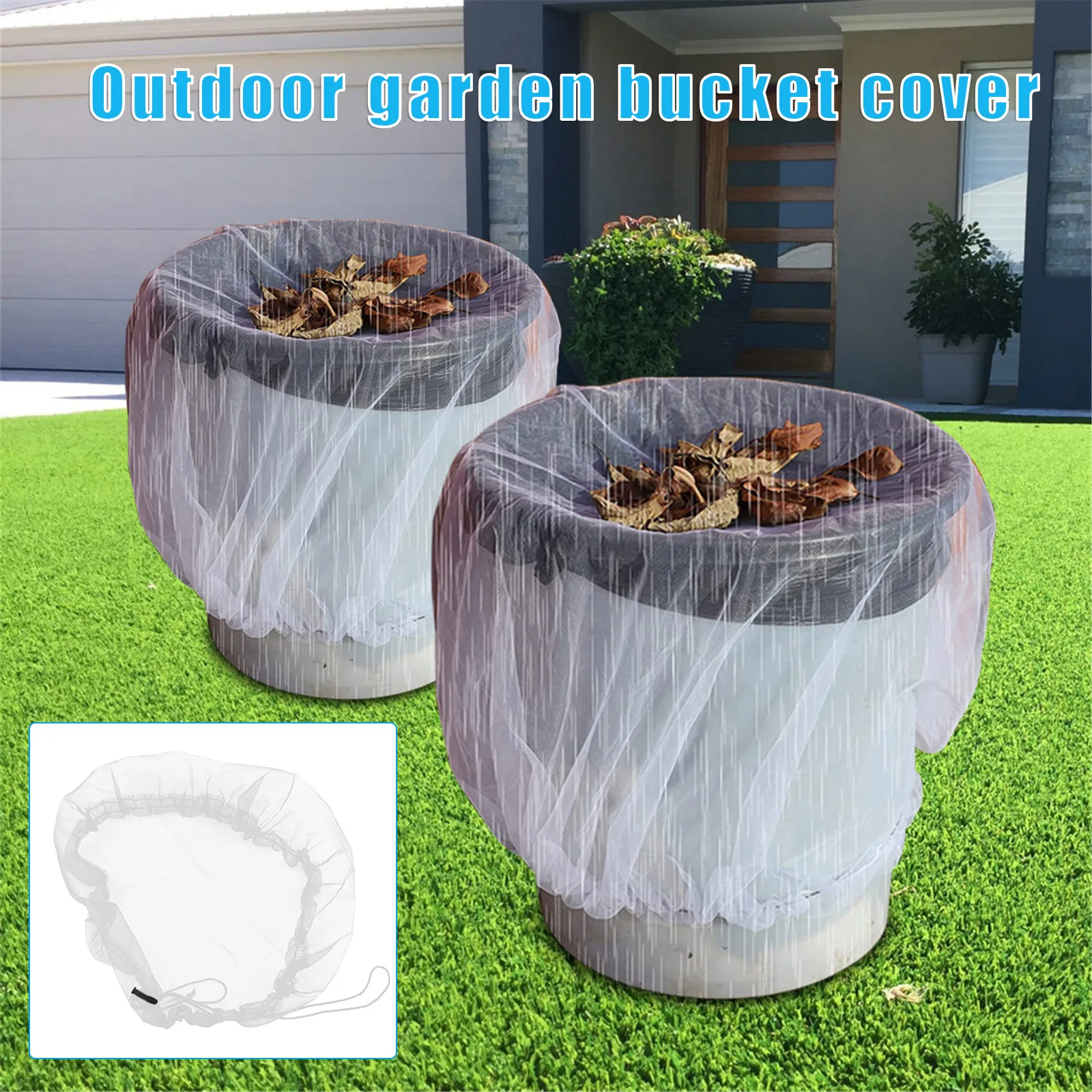 

Outdoor Bucket Mesh Cover Net Portable Drawstring Rain Barrels Protector for Garden Courtyard Lawn MDJ998