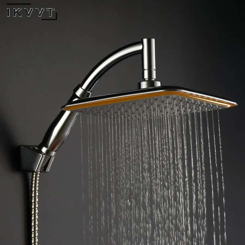 

9 Inch Rotate 360 Degree Bathroom Rainfall Shower Head ABS Chrome Water Saving Shower Extension Arm Hand Held Shower Head