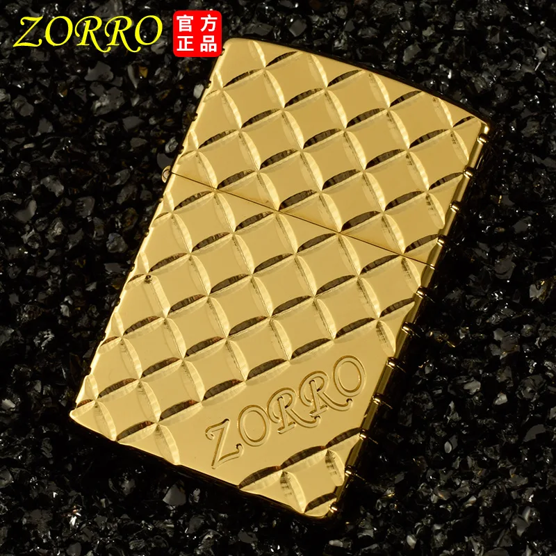 

Chinese brand Zorro Ronghua gold carving copper case white steel liner kerosene lighter