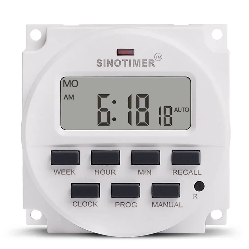 Цифровой программируемый таймер переменного тока SINOTIMER TM618N-2 220 В с ЖК-дисплеем и