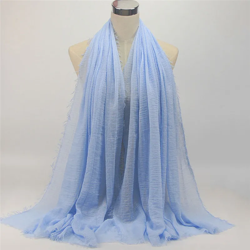Wholesale Price 70*180cm Women Muslim Crinkle Hijab Scarf Femme Musulman Soft Cotton Headscarf islamic hijab Shawls and Wraps