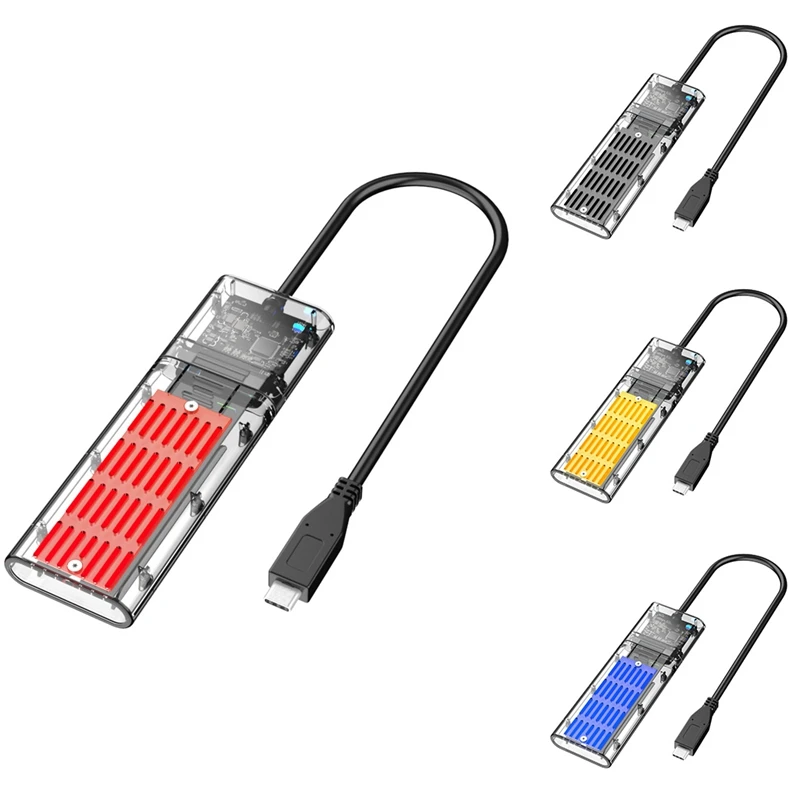 

External M.2 NGFF SATA SSD Enclosure High Speed USB3.1 Gen1 5Gb/S SATA to USB C Transparent Hard Drive Case