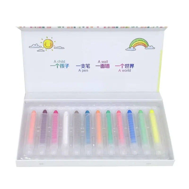 

12pcs Dustless Chalk Non-toxic Washable Colored Chalk For Toddlers Tip Art Tool Kids Graffiti Drawing Writing Chalk Toys School