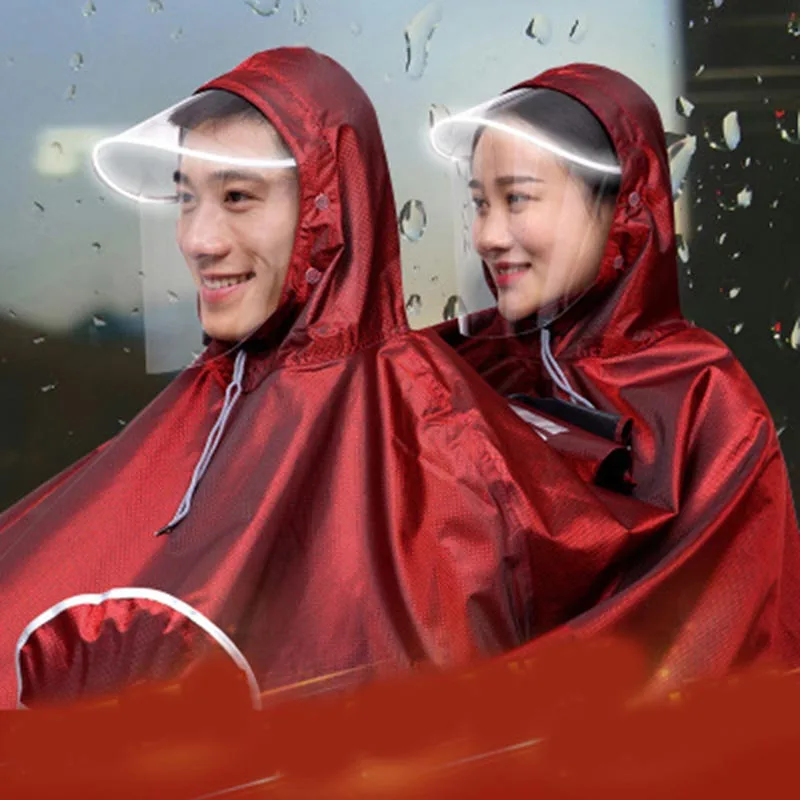 

2020 best-selling double double brim helmet type adult raincoat motorcycle electric car single double increase thickening rainco