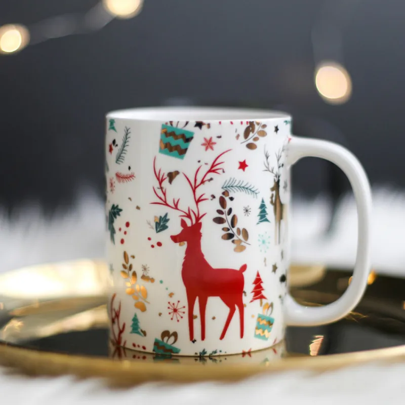 Рождественская керамическая кофейная кружка современный подарок милая Ретро
