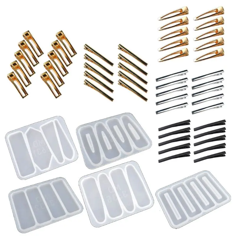 

Handmade Barrettes Silicone Epoxy Resin Molds DIY Hair Pin Acrylic Mold Alligator Hair Clip Molds Jewelry Making Tools HX6F