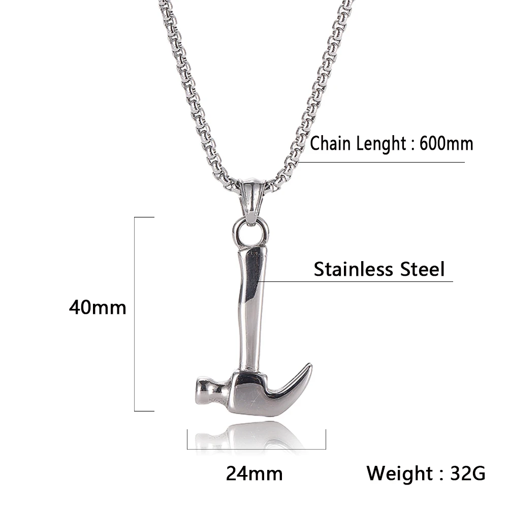 Цепочка из нержавеющей стали подвеска с молотком Мужская цепочка модные мужские
