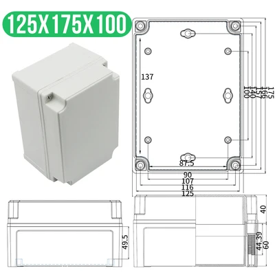 175x125x100mm(LxWxH) Высококачественная Водонепроницаемая электрическая распределительная коробка серии AG, IP67, ABS пластик, RoHS, чехол для корпуса, наружная распределительная коробка - Цвет: 175x125x100mm(LxWxH)