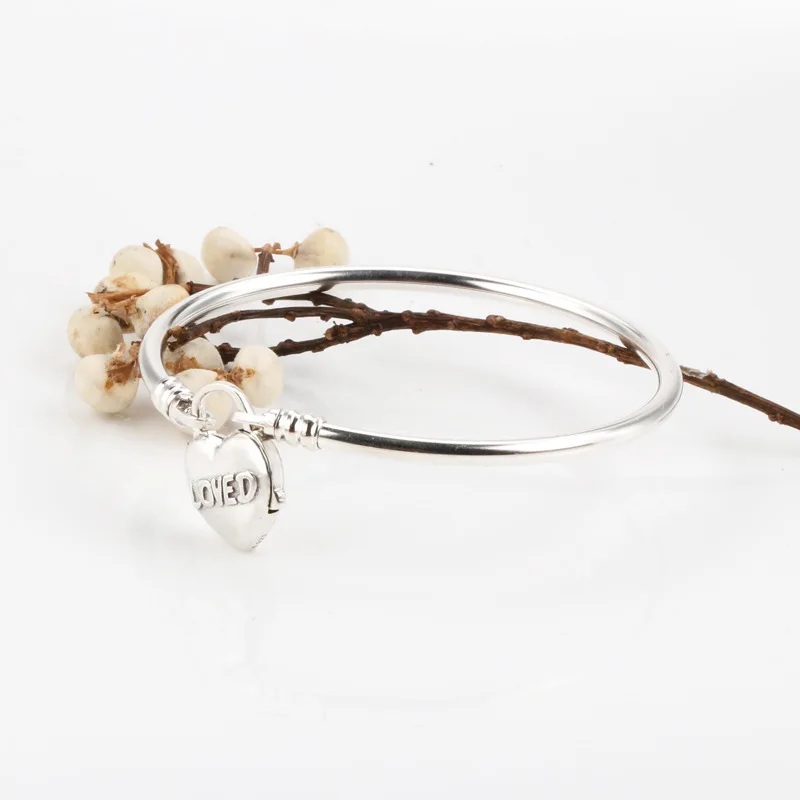 

Lorena Valentine's Day TOP SALE Authentic 100% 925 Sterling Silver Love Your Heart-shaped Original Bangle & Bracelet