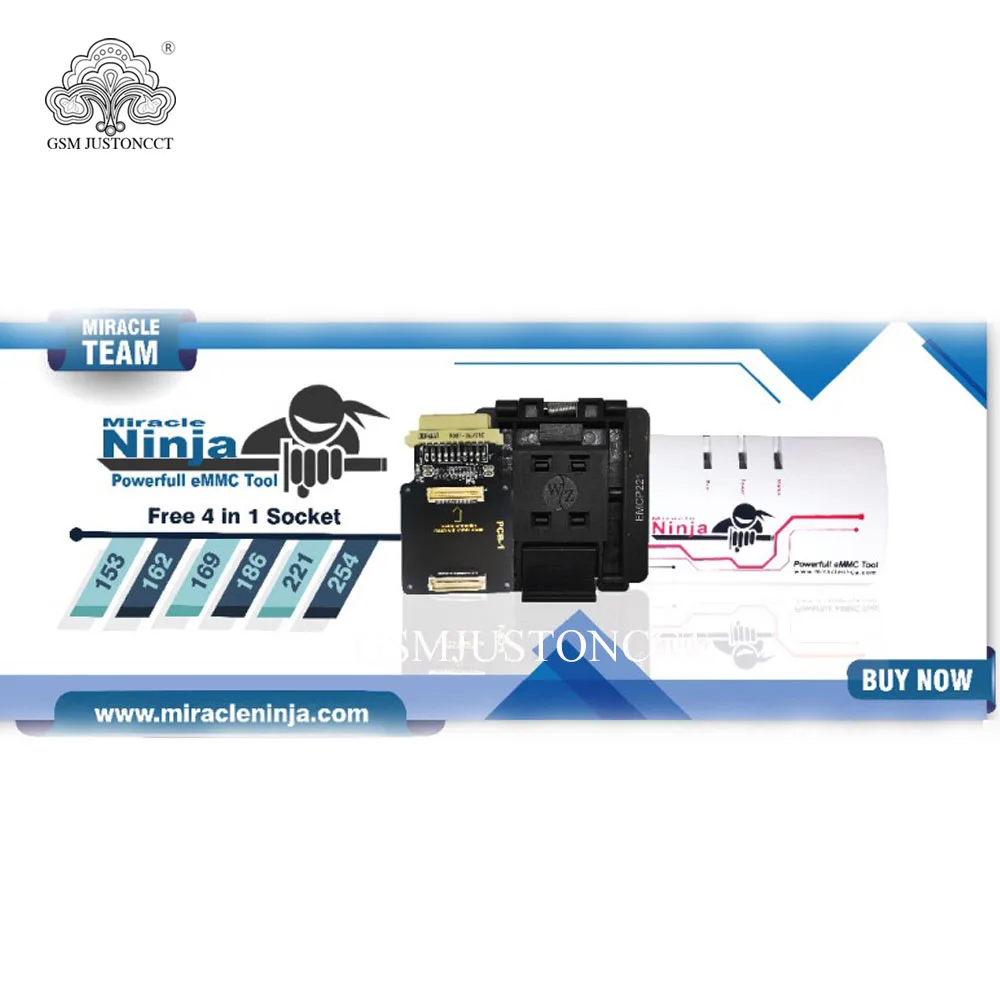 Оригинальная коробка Miracle Minja Box с 4-дюймовым адаптером emmc для bga 186162221169153254 |