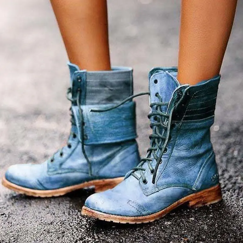 Женские сапоги до середины икры chaussure Винтажные гладиаторы из искусственной кожи