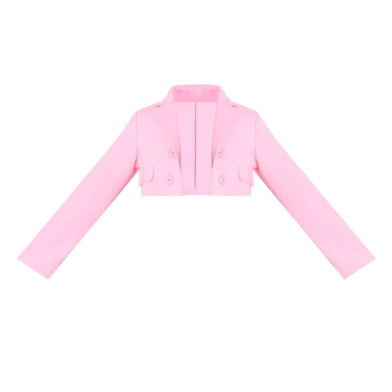 Новинка костюмы для джазовых танцев девочек розовый укороченный топ юбка