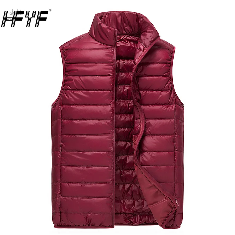 HFYF Autumn Winter Men's Solid vintage sleeveless Long Collar Cotton Jacket Men's casual ​double-sided Warm Windproof Vest