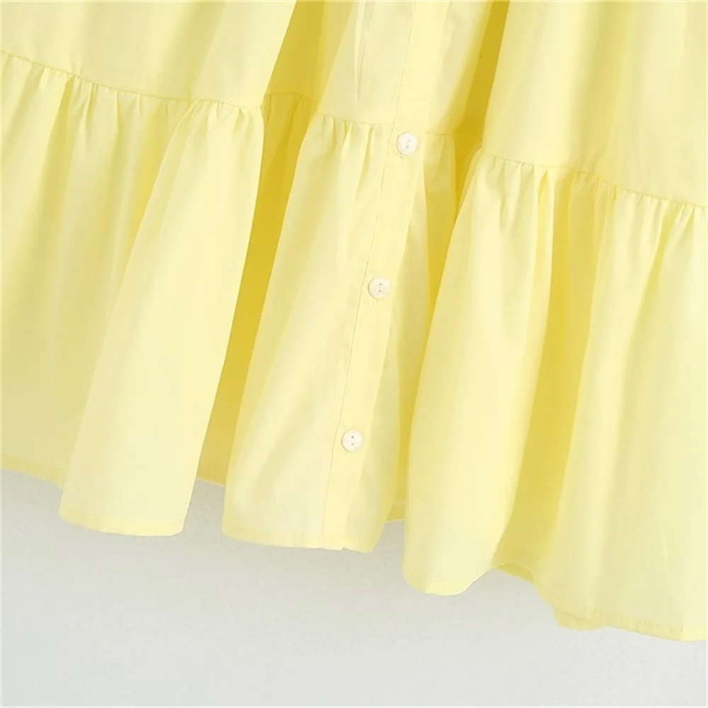 

2020 summer women's new loose loose slim wild single-breasted lapel five-point sleeve laminated decorative mini dress