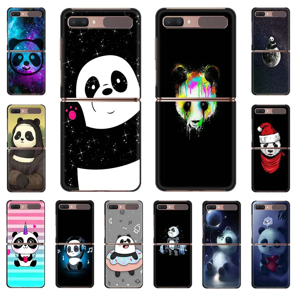 

Phone Case For Samsung Galaxy Z Flip Fold Hard PC Cover For Galaxy ZFlip 5G Mobile Bag Back Shell Cartoon cute panda Animal