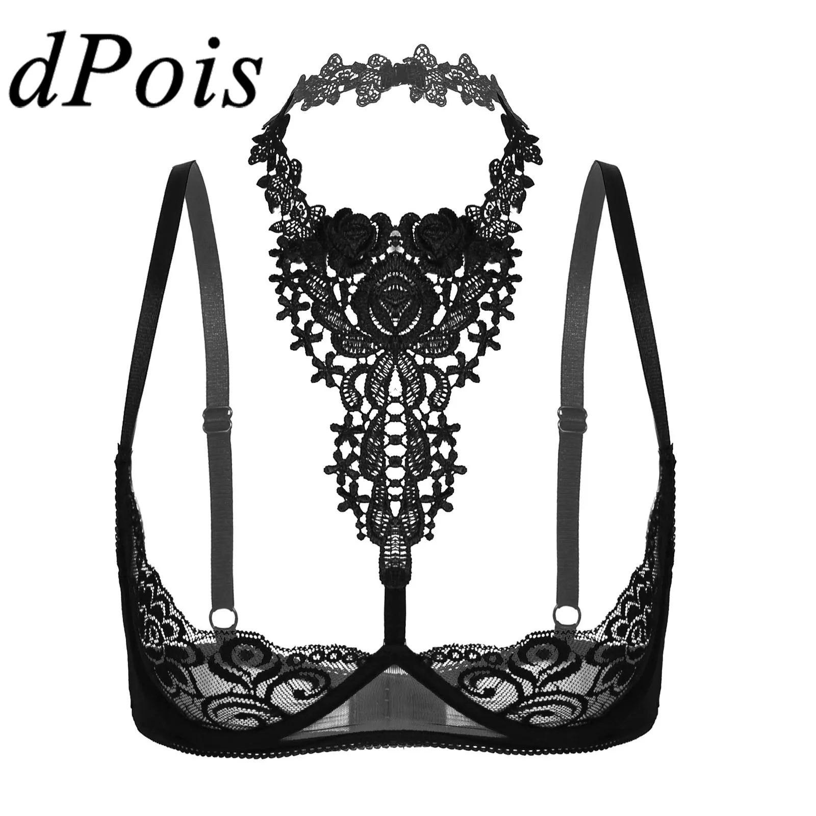 Женское сексуальное нижнее белье Прозрачный цветочный кружевной бюстгальтер на