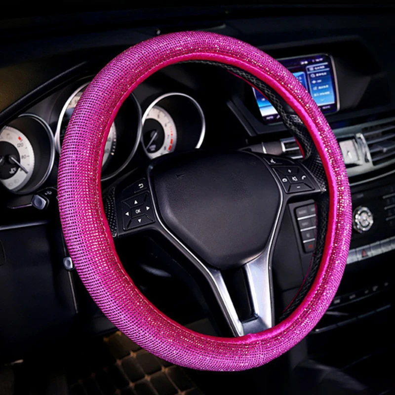 

Luxury Crystal Purple Red Pink Car Steering Wheel Covers Women Girls Diamante Rhinestone Car Covered Steering-Wheel Accessories