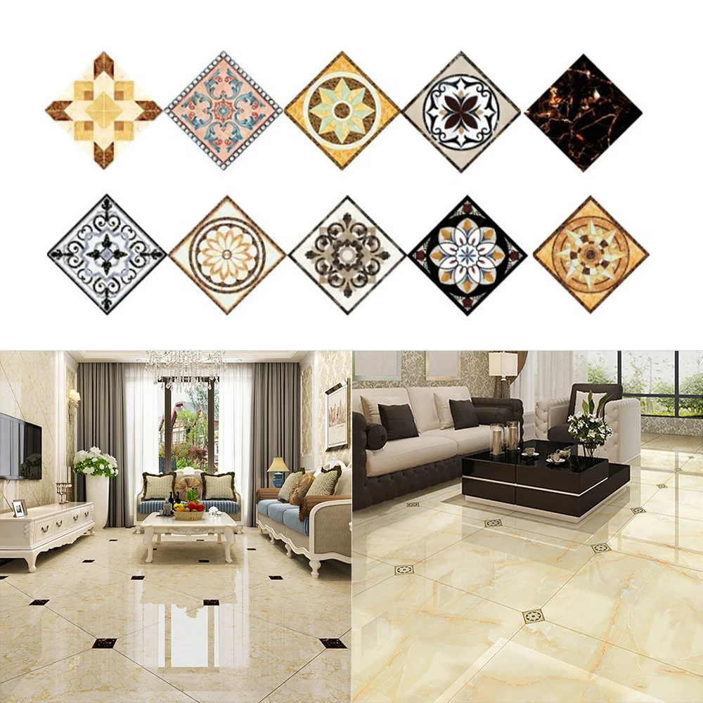

20PCS/Set Self Adhesive Ceramic Tile Stickers Waterproof Wall Sticker Art Diagonal Floor Stickers Kitchen House DIY Decor