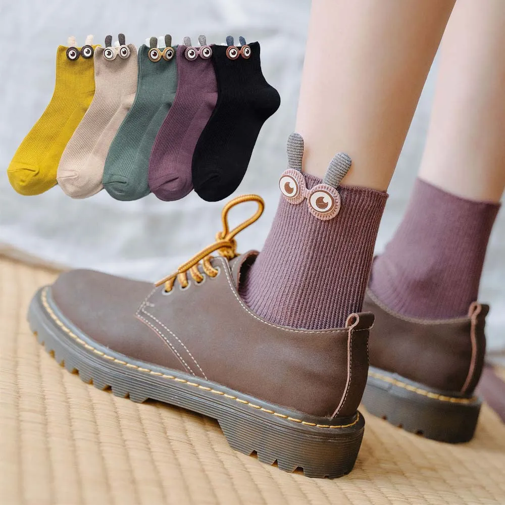 Модные милые женские носки счастливая Мода короткие в стиле Харадзюку с вышивкой