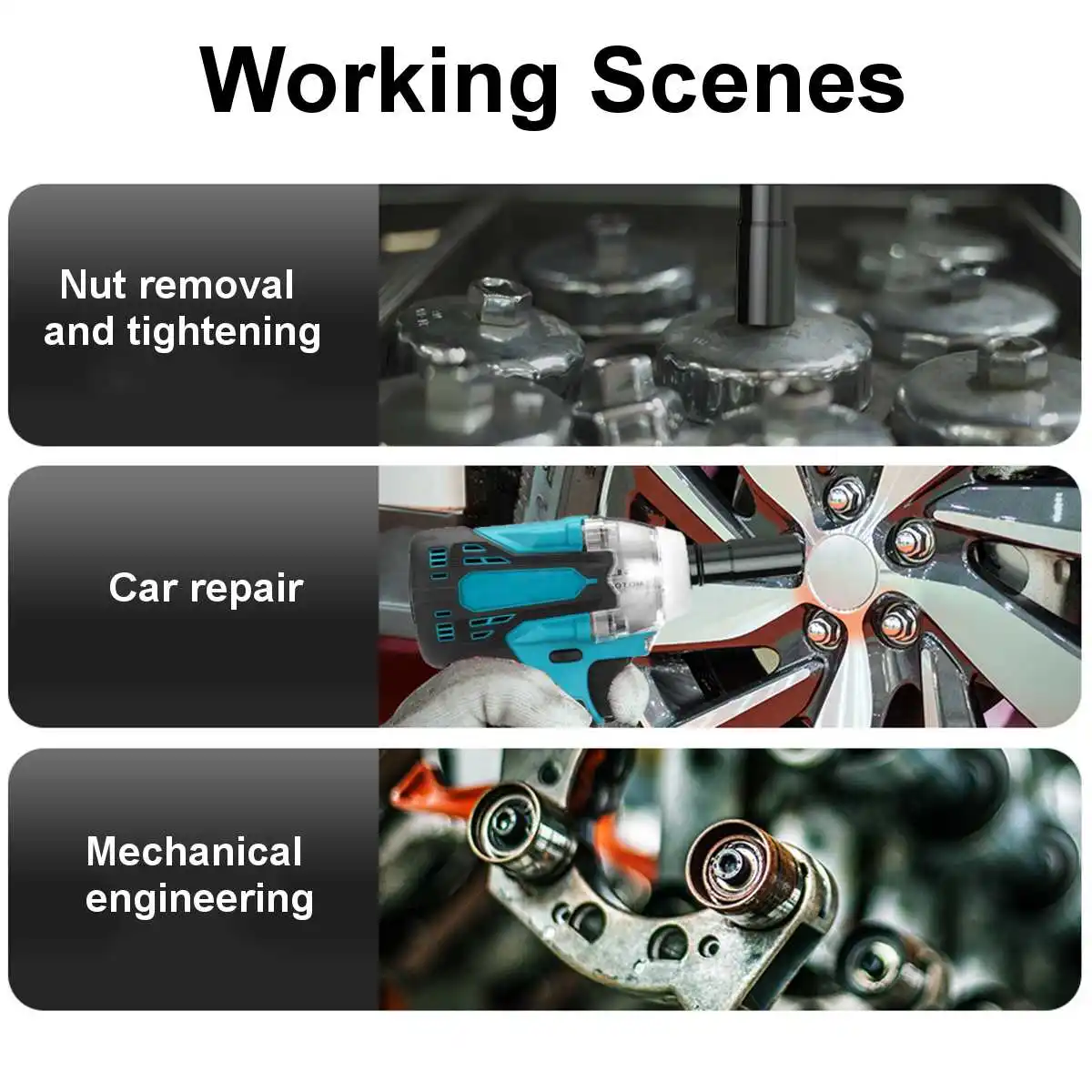 

2 in 1 18V 800N.m Li-Ion Brushless Cordless Electric 1/2"Wrench 1/4"Screwdriver Drill With 15000Amh Li Battery +LED light