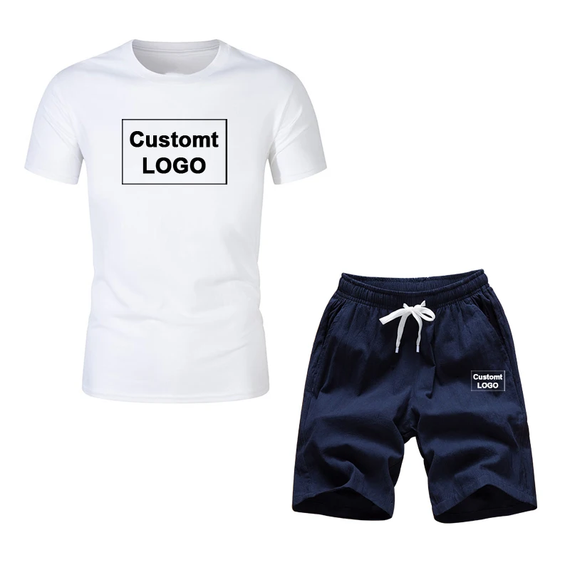 

2021 Summer Fashion Casual Beach Pants Men's Suit Casual Sports Beach Two-piece Custom Logo Fashion Casual Sports T-shirt Suit