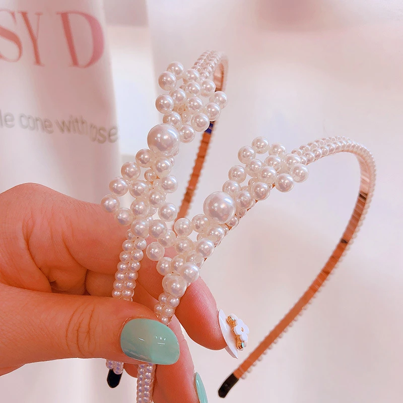 Korea New Imitation Pearl Hair Band Girl Hair Accessories For Woman&girls Headband Wedding Party Bride Headband - Окраска металла: 1