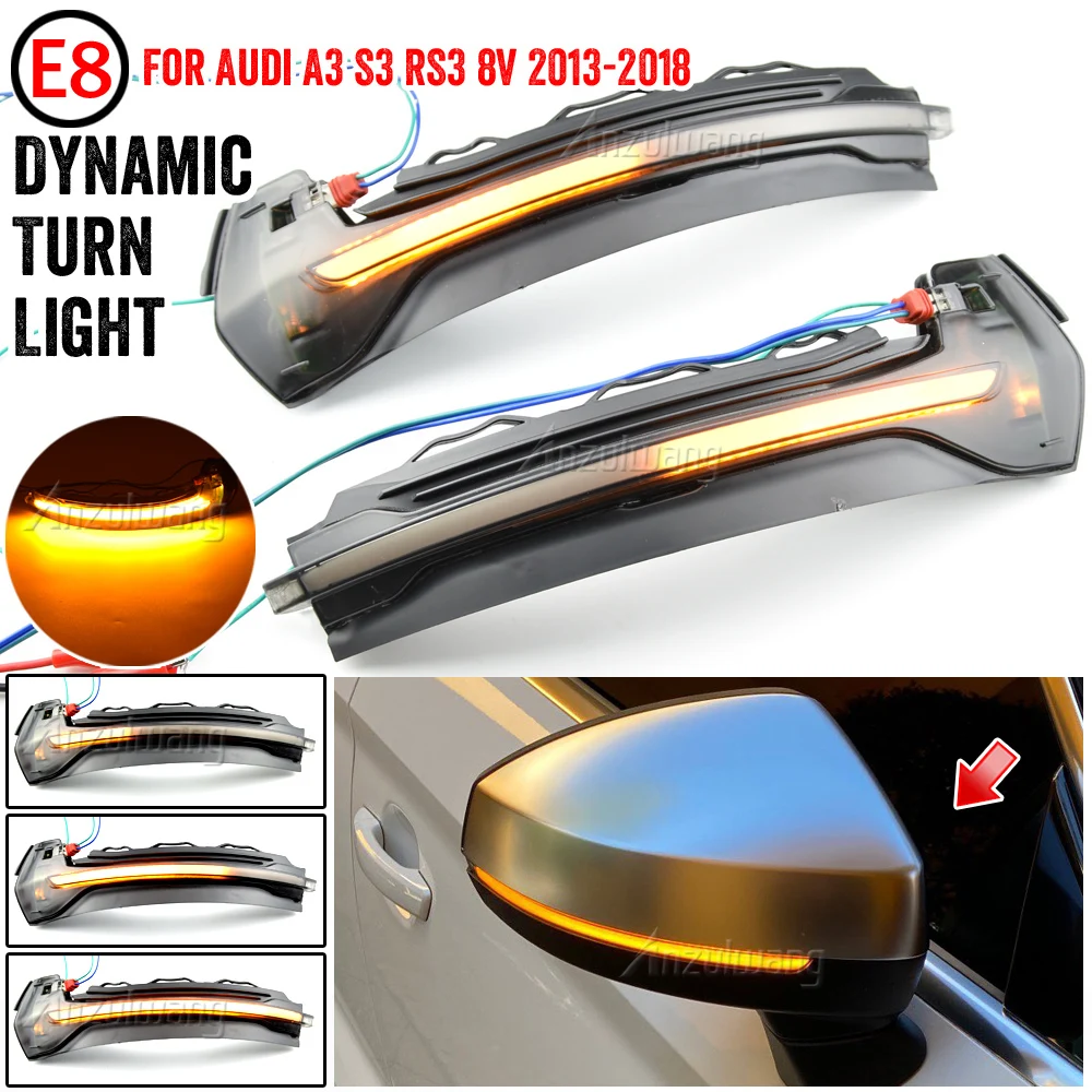 

2pcs/ Lot For Audi A3 8V S3/RS3 8V 2013 -2020 Dynamic LED Turn Signal Light Sequential Scroll Mirror Indicator Blinker