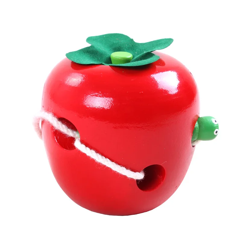 

Wooden Caterpillar Eating Apple Threading Toys Children's Educational Early Childhood Montessori Teaching Aids