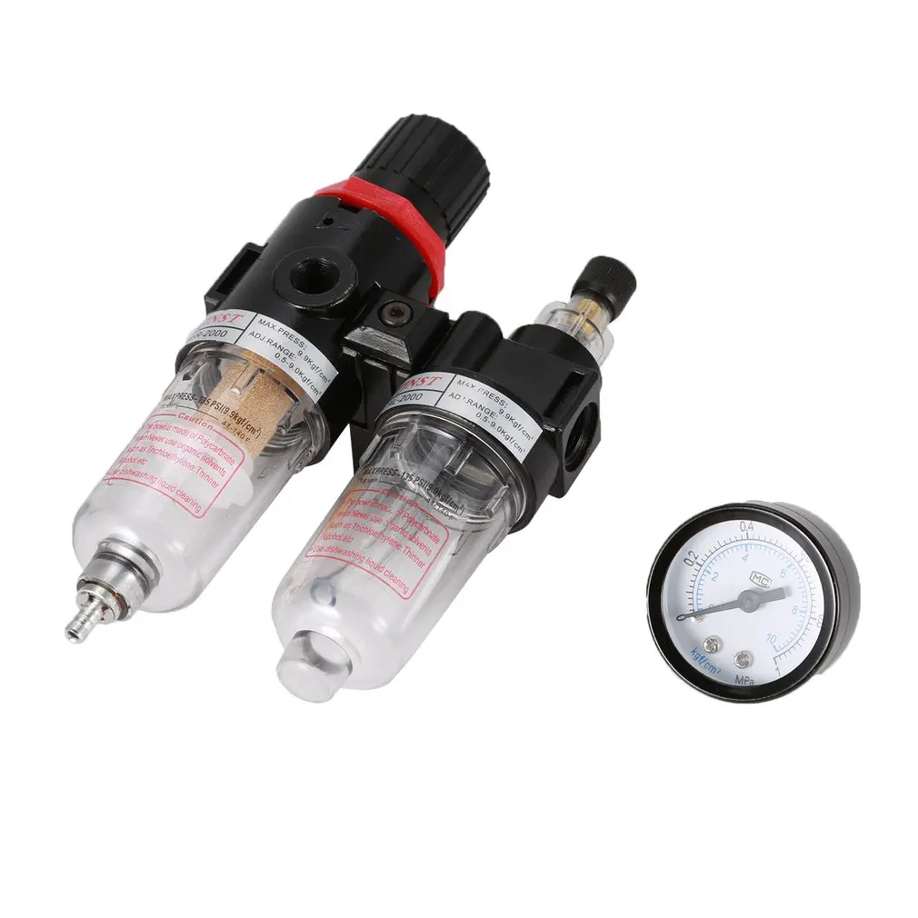 AFC2000 Air Filter Regulator 1/4" Oil Water Separator Compressor Pressure Gauge Pneumatic Tools Trap Airbrush Lubricator | Инструменты