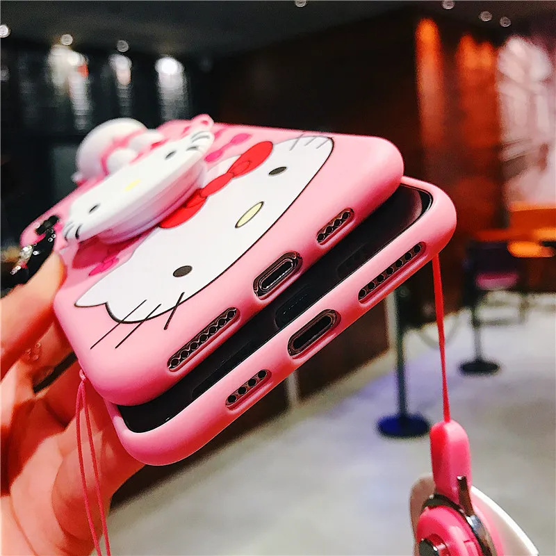 Мягкая силиконовая Розовая кукла задняя крышка для coque iphone 11 11pro 11pro max Прекрасный чехол для телефона hello kitty для iphone X XS MAX