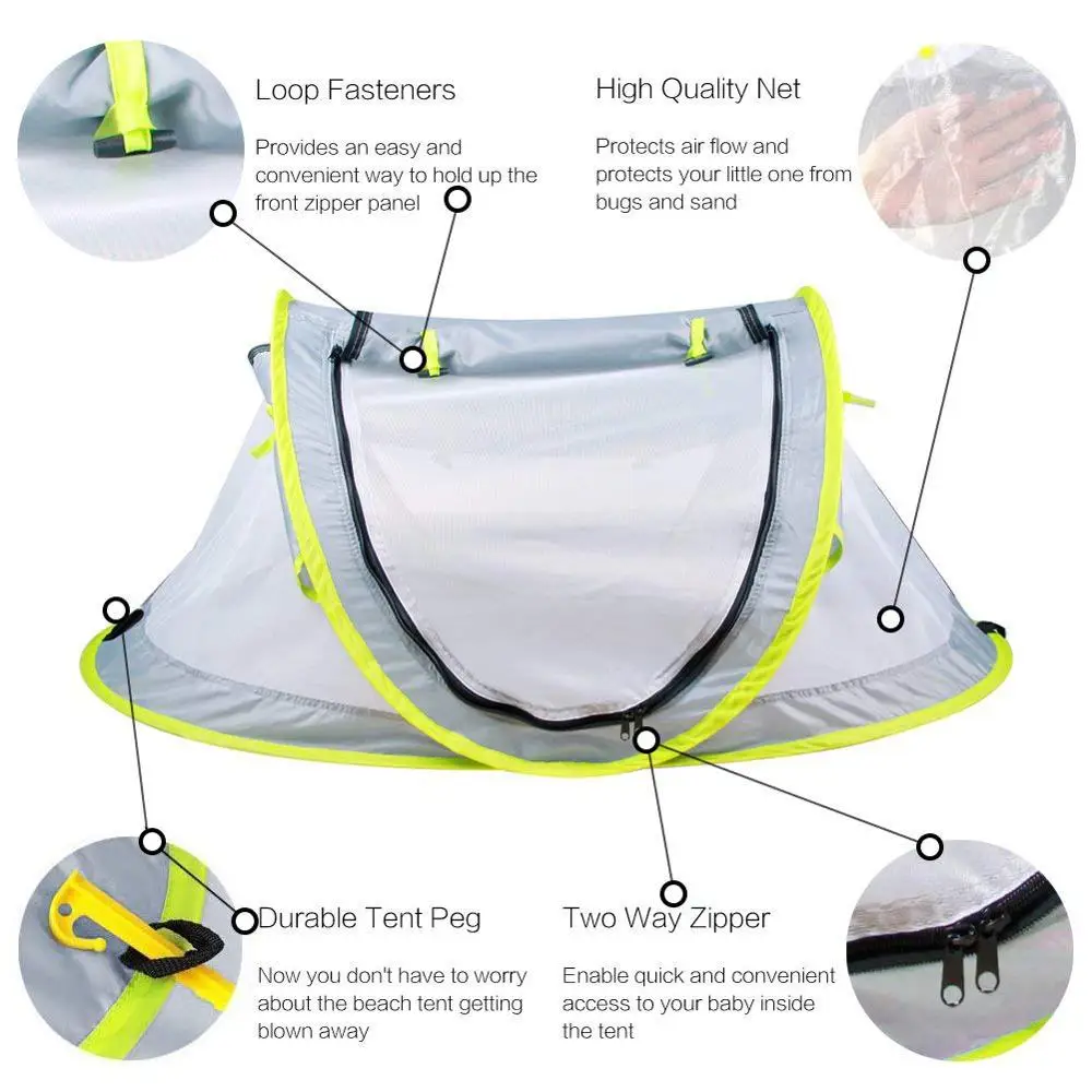 

Baby Beach Tent Brim Sun Protection Hat Portable Baby Travel Tent Infant Sun Shelters Pop Up Folding Outdoor Bed Baby Shade