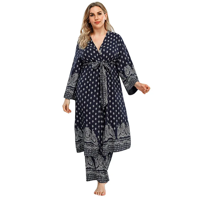

2021 Plus Size African Women Colorful Print Two Piece Sets Spring Autumn New Arrivals Lady Suit Pants Outfits African Clothes