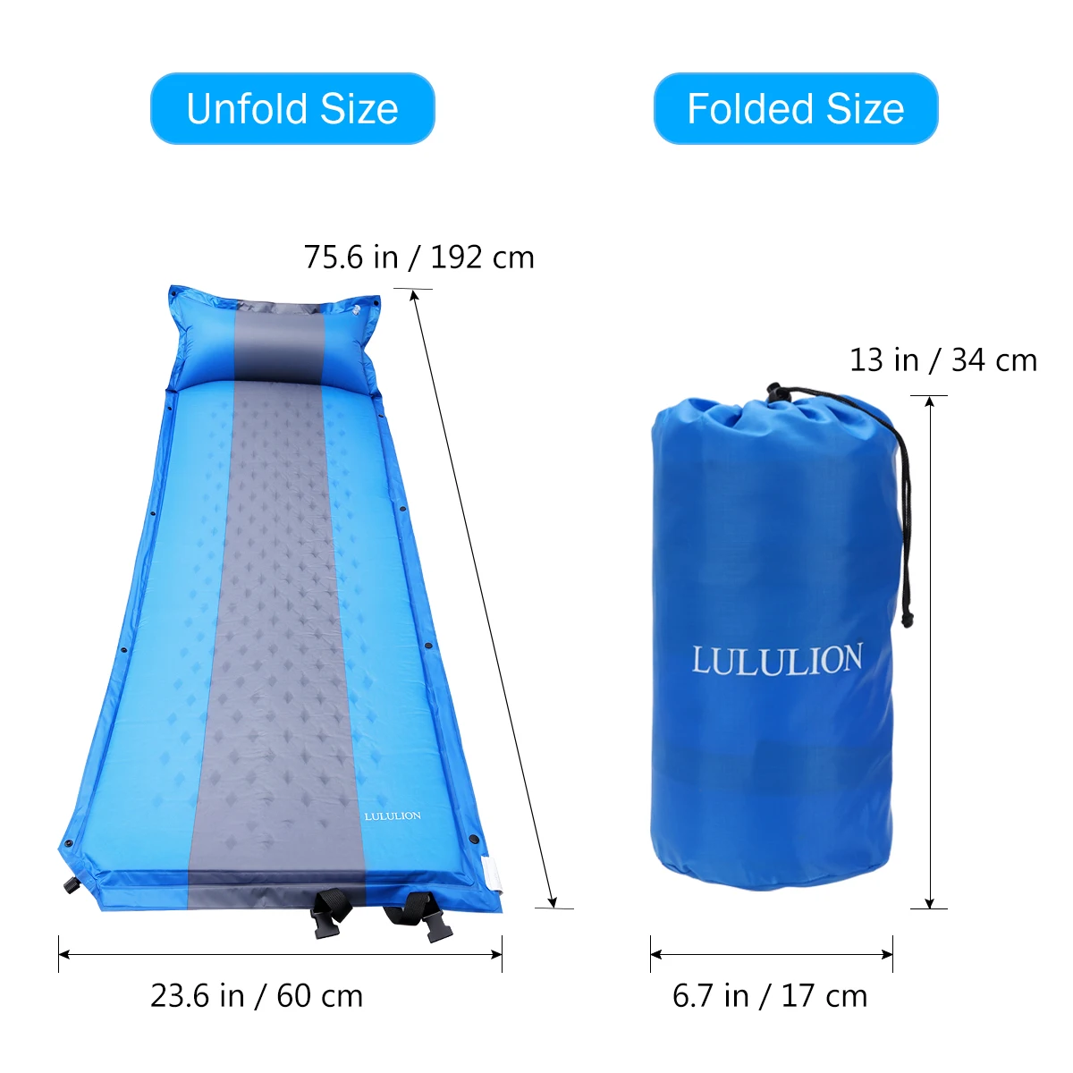 LULULION Portable Inflating Sleeping Pad Compact Lightweight Camping Sponge Padding Mattress for Hiking Outdoor Activities 3CM | Спорт и