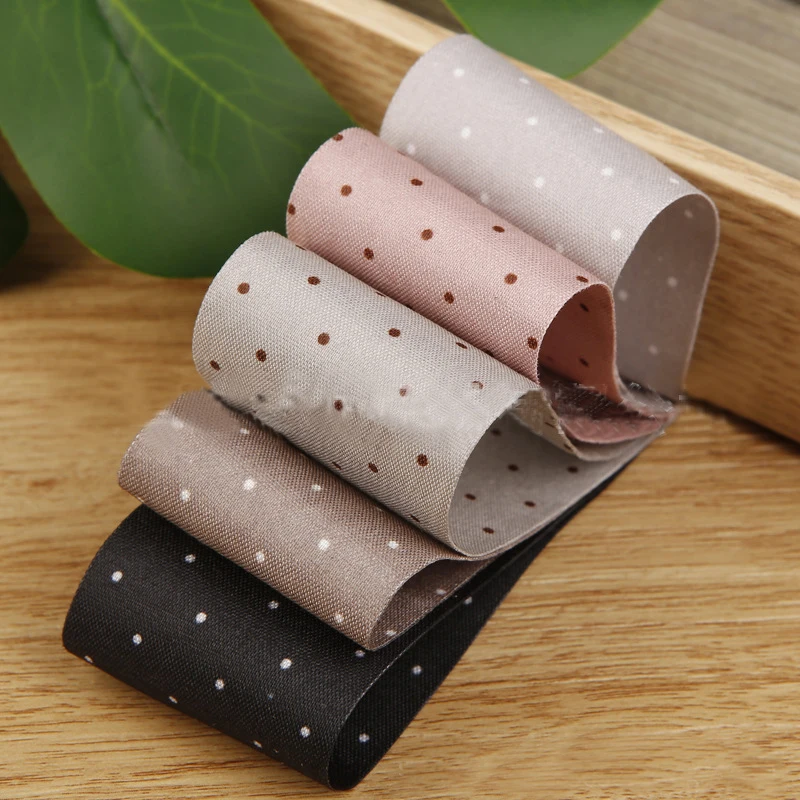 

5 yards Color dot Printed Ribbon for Diy Hairwear Accessories Bouquet Cake Gift Box Packaing Sewing Clothing Trims