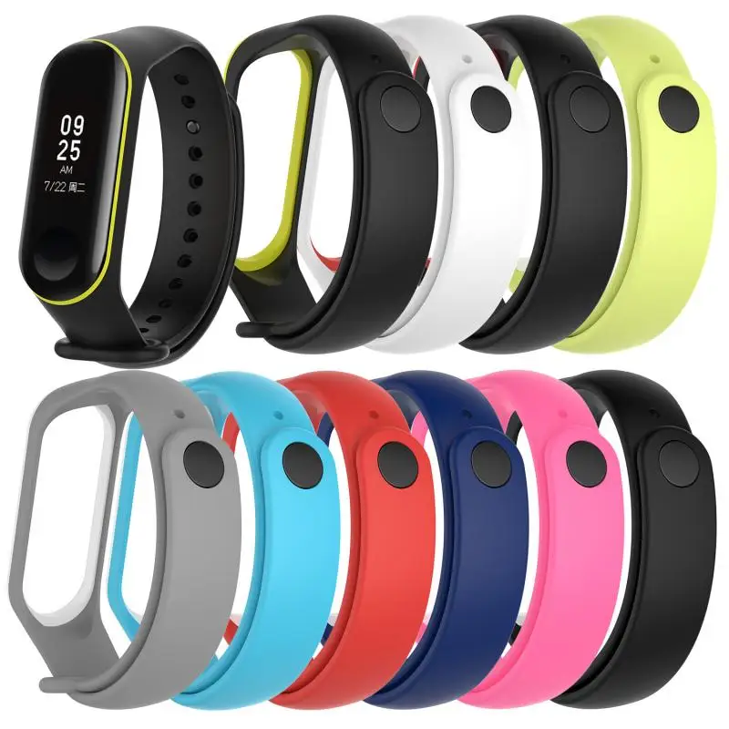 Мягкий силиконовый ремешок для умных часов Xiaomi Mi Band 3 два цвета износостойкий