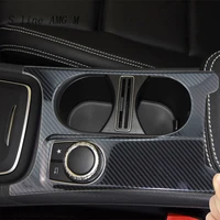 for mercedes benz a gla cla class w176 x156 c117 carbon fiber texture auto center console water cup holder covers stickers trim