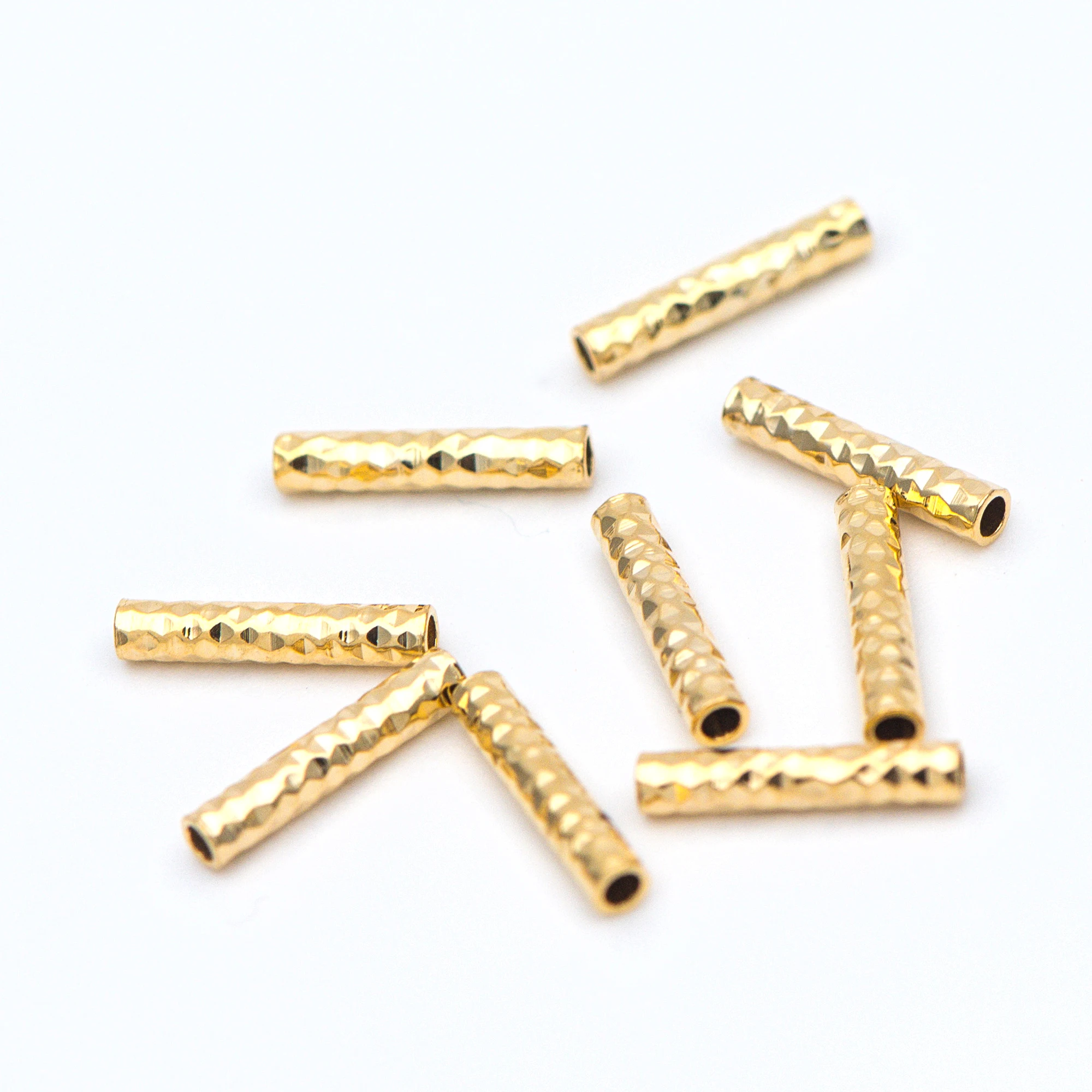 50 шт. золотистые прямые трубчатые бусины 10х2 мм латунные спейсеры с покрытием из