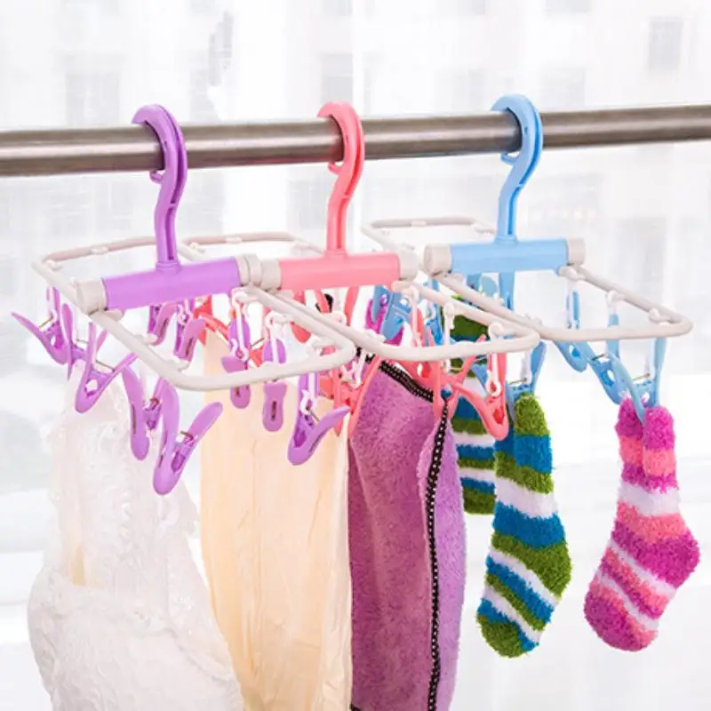 

1PC Portable Foldable Plastic Multifunctional Windproof Underwear Socks Airer