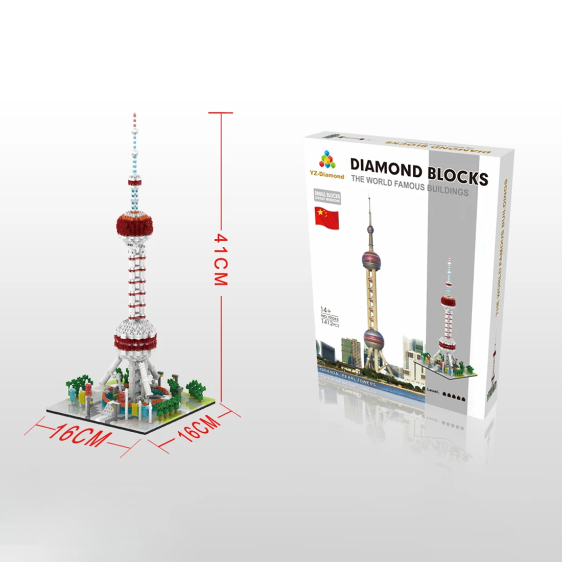 

1412Pcs Oriental Pearl Tower Model Micro Diamond Blocks Bricks World Famous Architecture Building Toy Mini Assembly Toys Gift