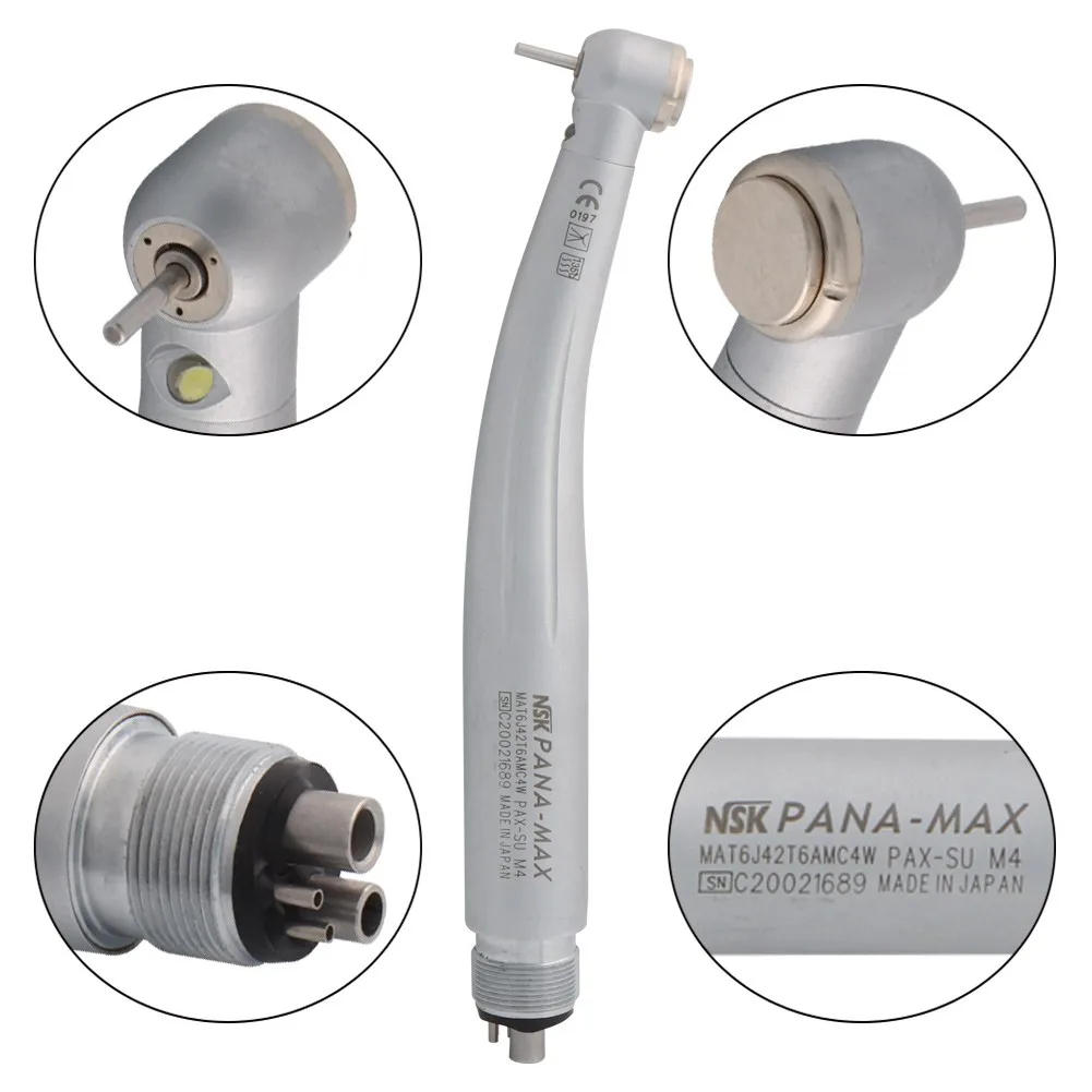 

Dental LED High Speed Handpiece Self-powered Air Turbine Triple Dental Handpiece Standard 2/4Holes SU Cartirdge Rotor Pana Max