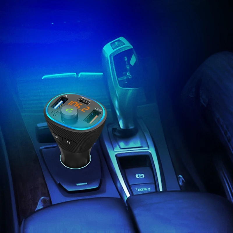 

Car Kit Handsfree Wireless FM Transmitter PD18W& QC3.0 One Key Bass Bass Music