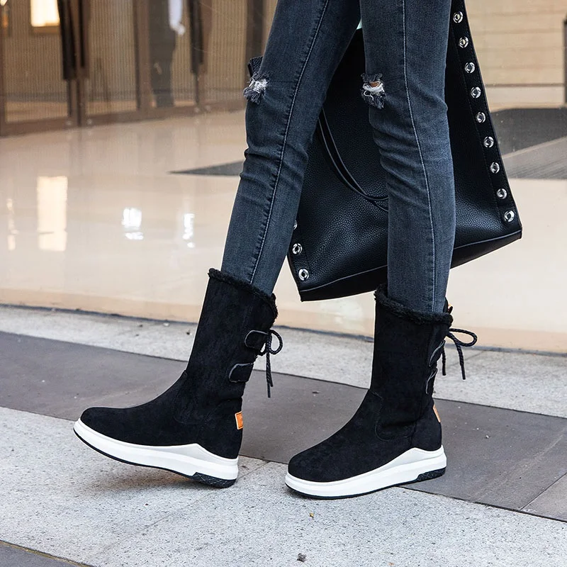 Ботильоны для женщин на массивной танкетке с ремешком щиколотке и круглым носком