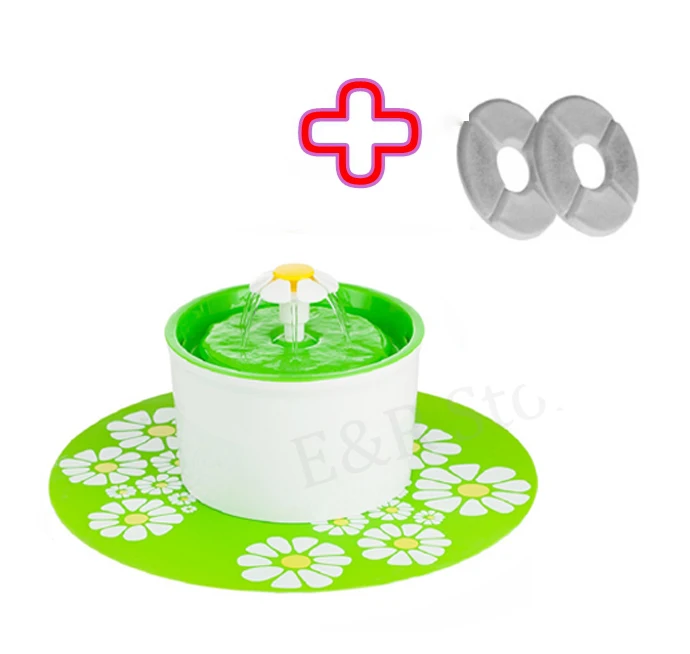 green combo Автоматический фонтан для воды для домашних животных, диспенсер для воды, большая миска для питья с пружиной, автоматический питательный фильтр для кошек, 1.6л, 3 цвета - Цвет: green combo