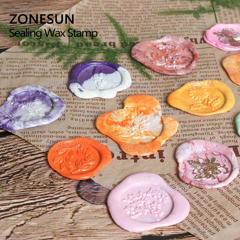 ZONESUN восковая печать штамп ботаническая латунные головки с деревянной ручкой