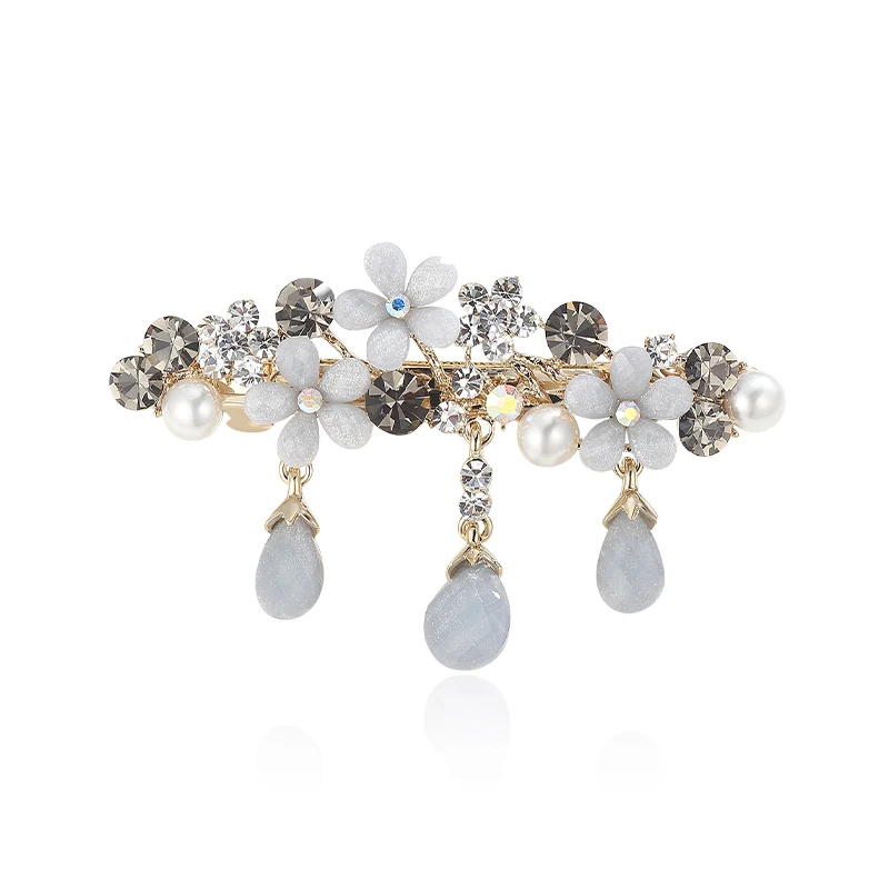 

CHIMERA Small Fresh Fringed Flower Hairpin Women Back Of Head Plate Hair Clip Clamp Blue Crystal Alloy Hair Accessories Hairgrip