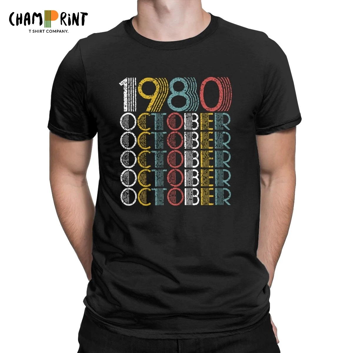 

Vintage October 1980 T-Shirts Men 40 Years Old 40th Birthday Gift Vintage Tee Shirt Short Sleeve T Shirt Gift Idea Clothing