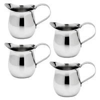 set of 4 stainless steel creamers 3oz mirror finish comfort grip handle coffee cup