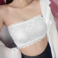 sexy summer women elastic strapless bra lace tube top bandeau crop tank seamless padded underwear wholesale